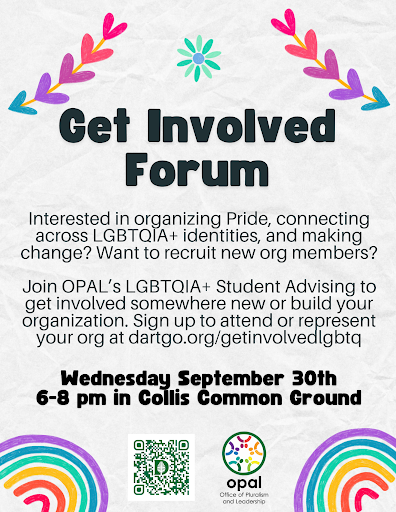 crumpled paper bckground with title "get involved forum" - recruitment for PRIDE 2027 planning