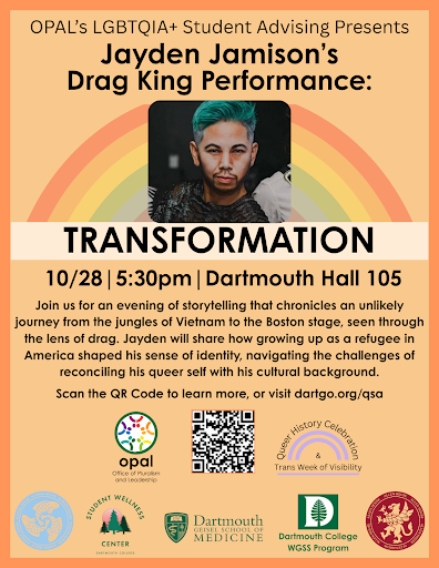 Flyer promoiting a Drag King Performance by Jayden Jamison, chronicle from the jungles of Vietnam to the Boston stage