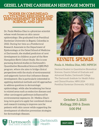 Join Geisel School of Medicine for their Keynote event with Paula Medina Diaz MD, MPH '24