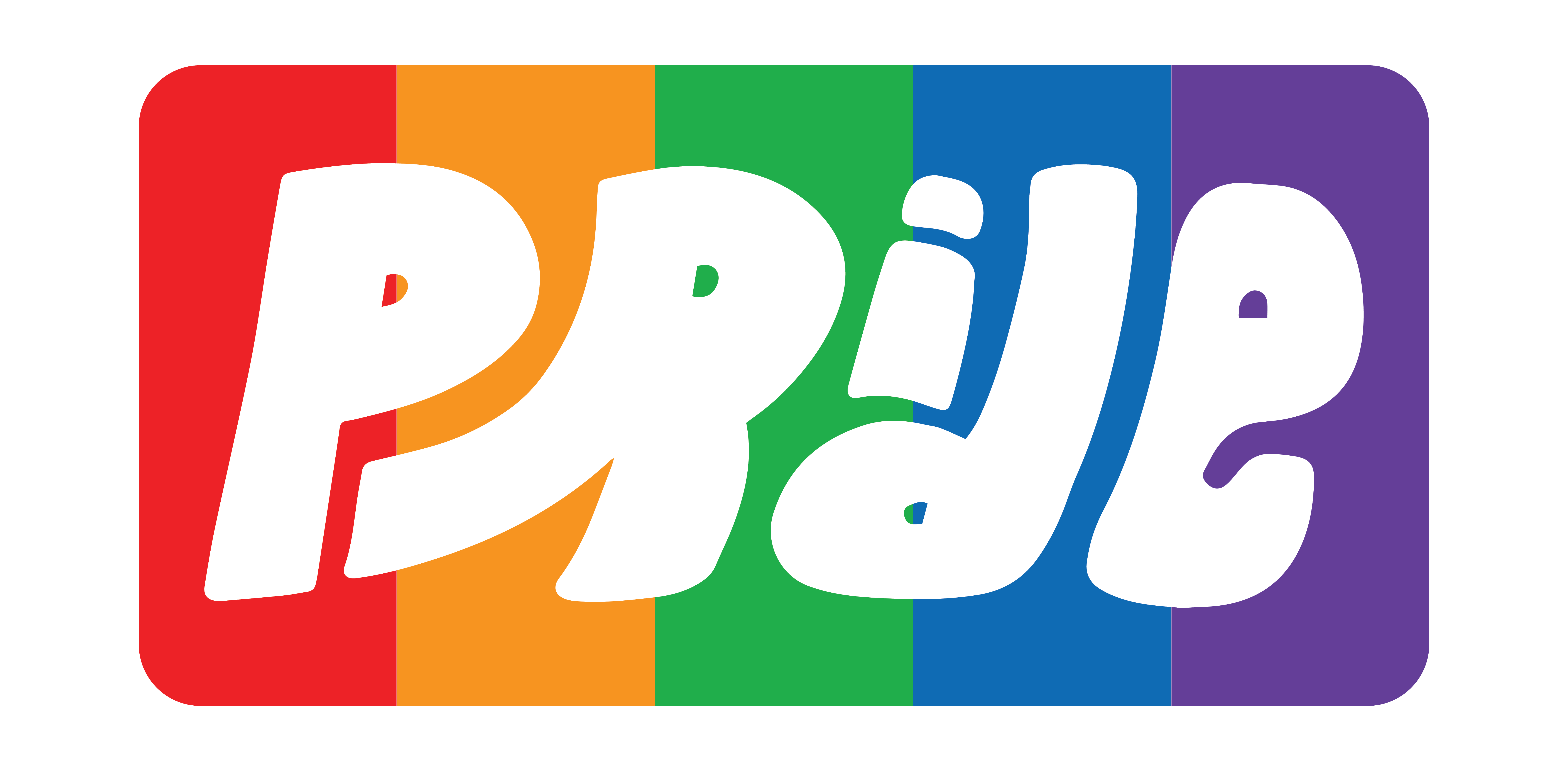 pride logo for 2025 in white with rainbow background